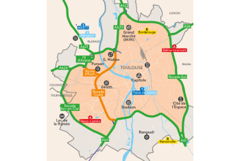 Représentation du périmètre de la ZFE avec présence des limites communales, des grands axes hors ZFE et inclus dans la ZFE.