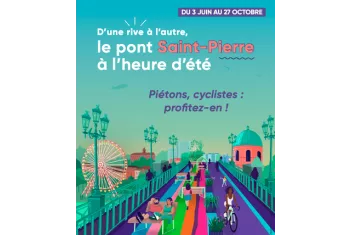 Affiche informant de la fermeture du Pont Saint-Pierre aux voitures