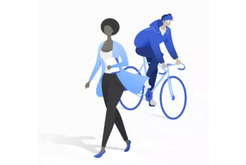 dessin homme à vélo femme marchant académie mobilités actives