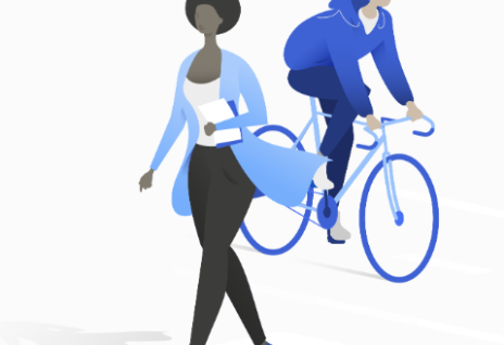 dessin homme à vélo femme marchant académie mobilités actives