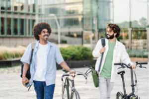 Vélotafeurs se rendant au travail