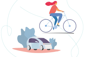 image d'un vélo et voiture partagee