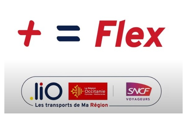 Texte indiquant "La Région Occitanie présente plus égale Flex"