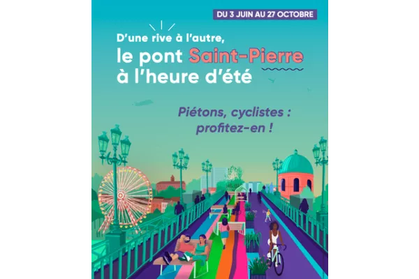 Affiche informant de la fermeture du Pont Saint-Pierre aux voitures