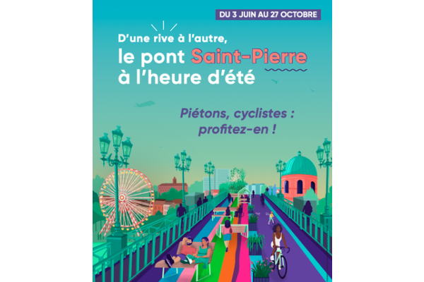 Affiche informant de la fermeture du Pont Saint-Pierre aux voitures