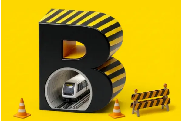 Logo ligne B en travaux