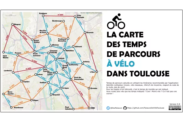 carte temps parcours vélo toulouse