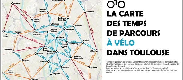 carte temps parcours vélo toulouse