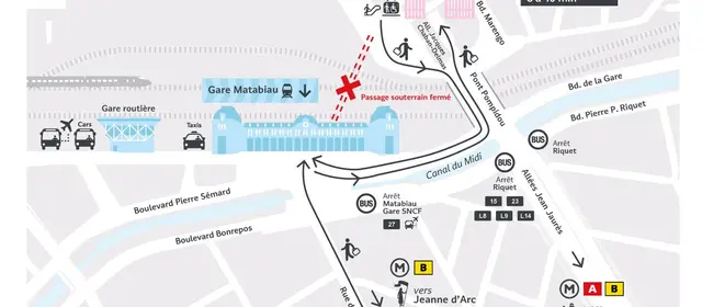 fermeture paso gare matabiau juin 2025